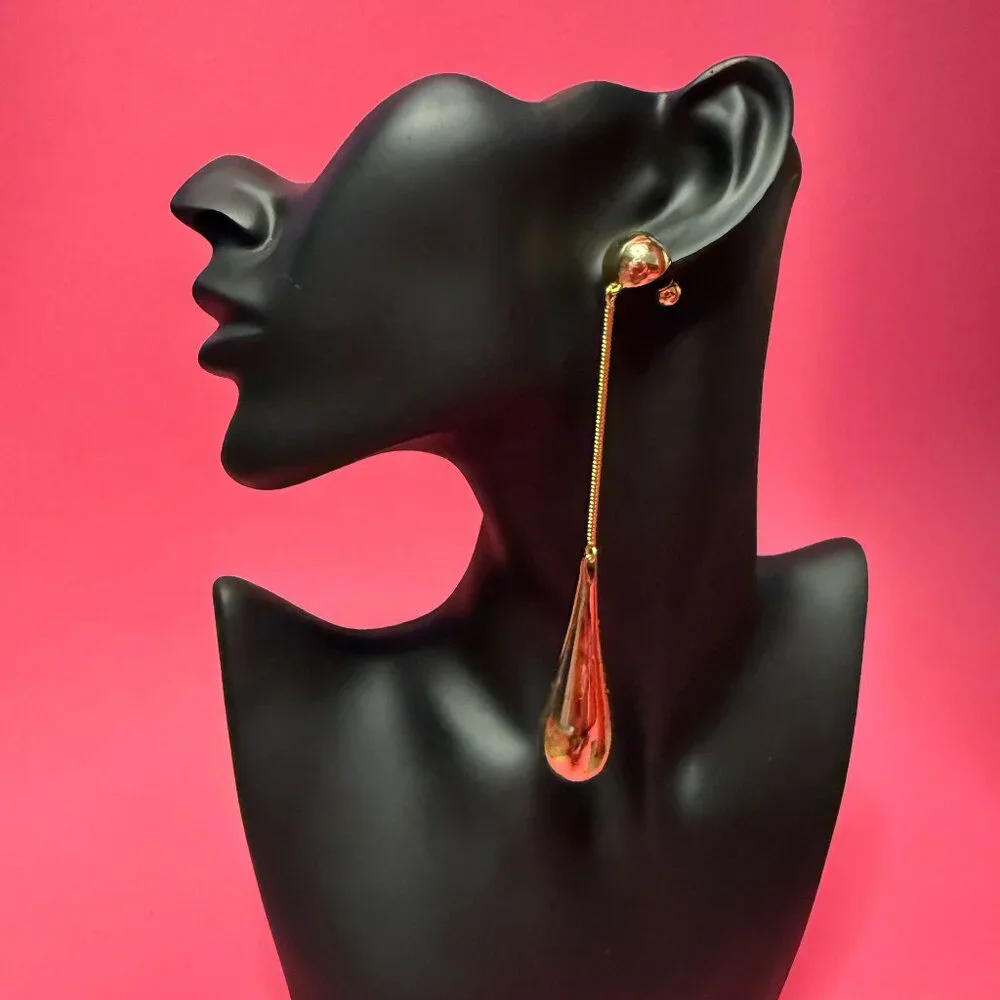Mugler x H&M Gold Drop Earrings & Cocktail Ring Set – Limited Edition, Recycled - Picture 9 of 11